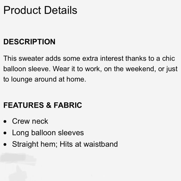 Express | Balloon Sleeve Pullover Sweater, Small fit - Picture 12 of 13